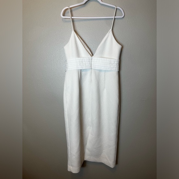 Rebecca Vallance Bridal Genevieve Bow-Trimmed Crepe Midi Dress - White Size 12 - Picture 6 of 10